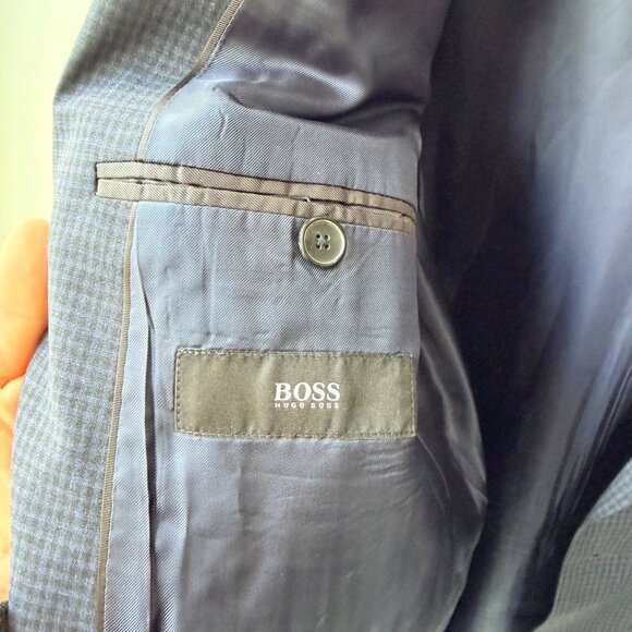 Hugo Boss Johnston/Lenon Classic Fit Wool Suit navy checkered Men’s Size 40L - Picture 15 of 16